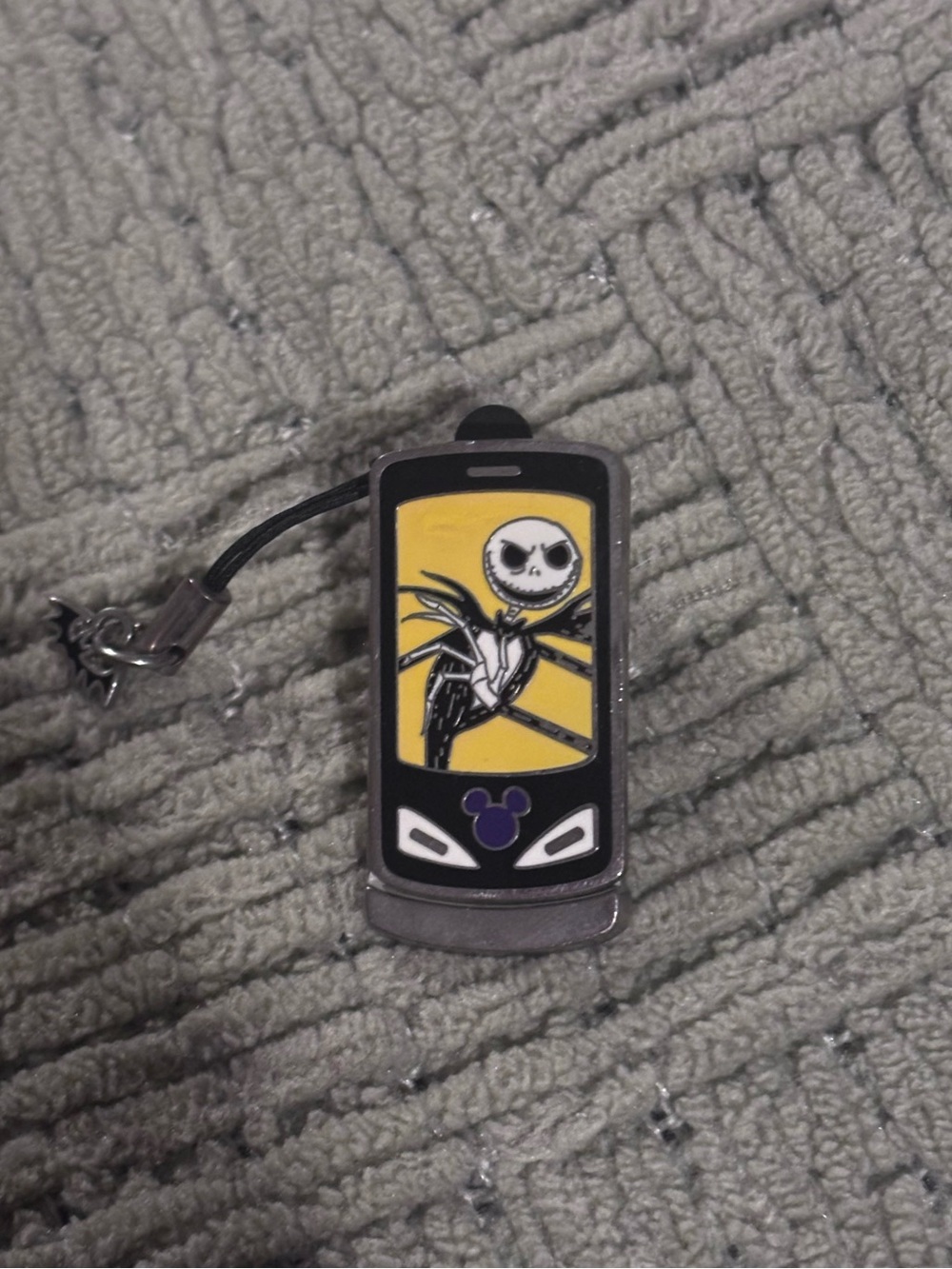 2008 Disney Jack Skellington Phone Charm Keychain - Black & Yellow
